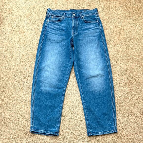 AYR The Knockout High Rise Relaxed Barrel Leg Medium Wash Jeans Size 27 - Picture 2 of 11